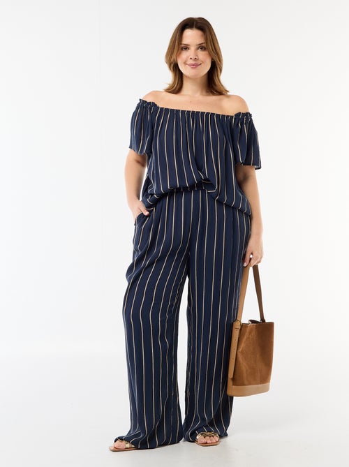 Calças largas em malha crepe - Kiabi