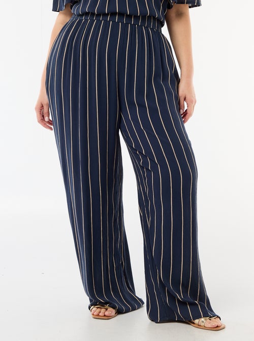 Calças largas em malha crepe - Kiabi