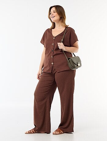 Calças largas em malha crepe