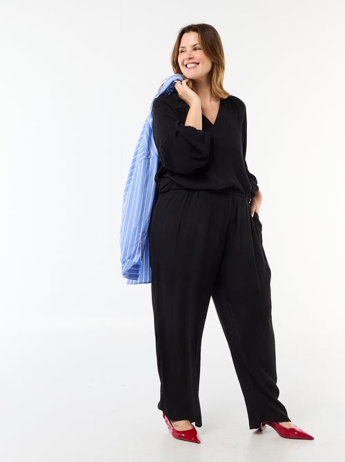 Calças largas em malha crepe - Kiabi