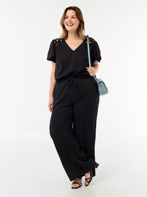 Calças largas em malha crepe - Kiabi