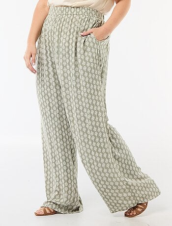 Calças largas em malha crepe