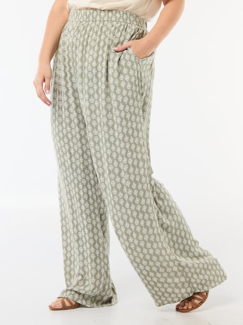 Calças largas em malha crepe - Kiabi