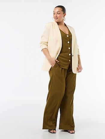 Calças largas em malha crepe