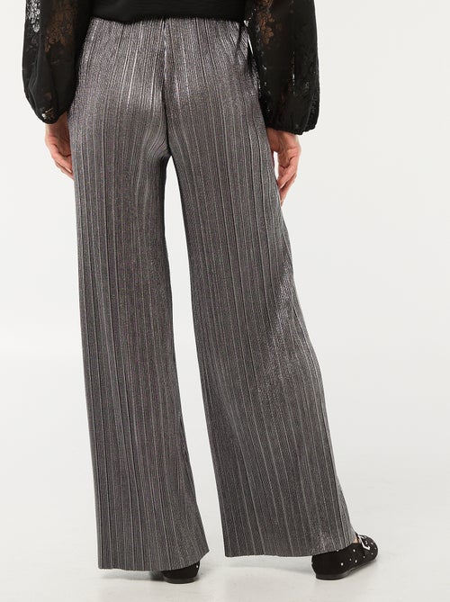 Calças largas em malha plissada - Kiabi