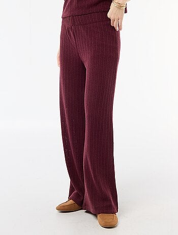 Calças largas em malha rendada