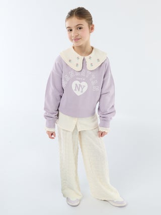 Calças largas em malha stretch