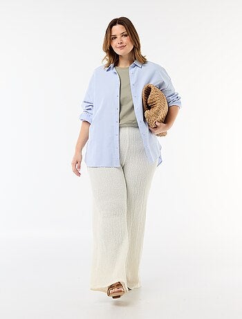 Calças largas em malha waffle