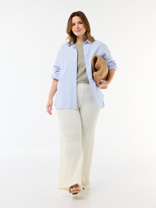 Calças largas em malha waffle - Kiabi