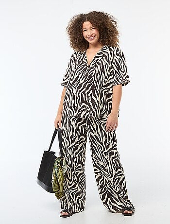 Calças largas em malha waffle