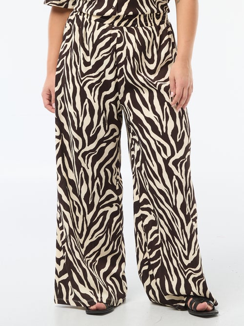 Calças largas em malha waffle - Kiabi