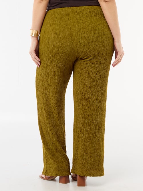 Calças largas em malha waffle - Kiabi