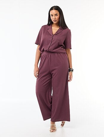 Calças largas em malha waffle