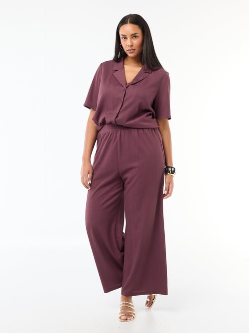 Calças largas em malha waffle - Kiabi