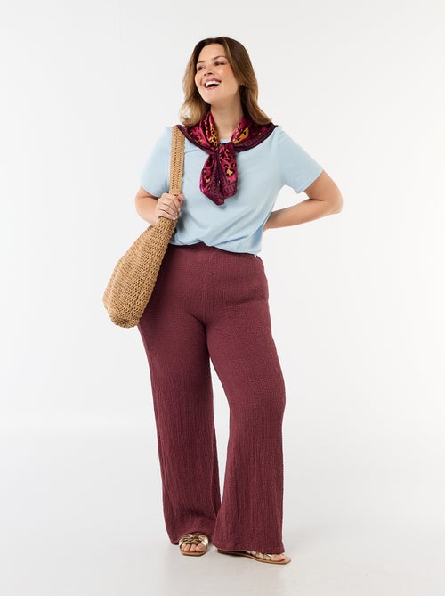 Calças largas em malha waffle - Kiabi