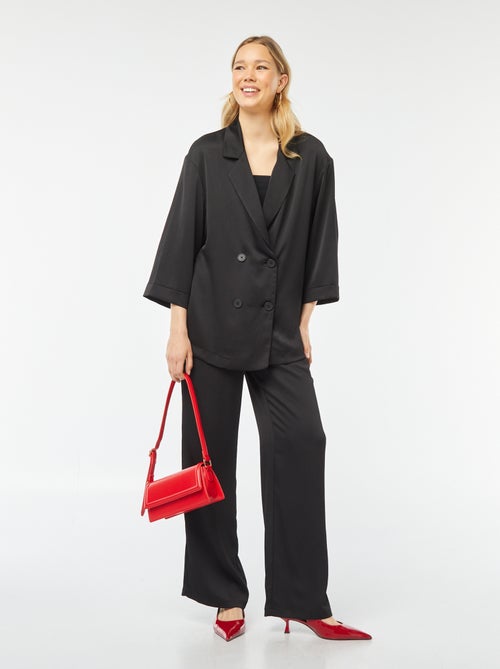 Calças largas em material crepe com 2 bolsos - Kiabi