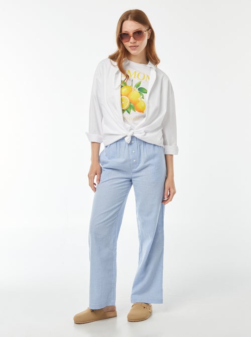 Calças largas estilo pijama - Kiabi