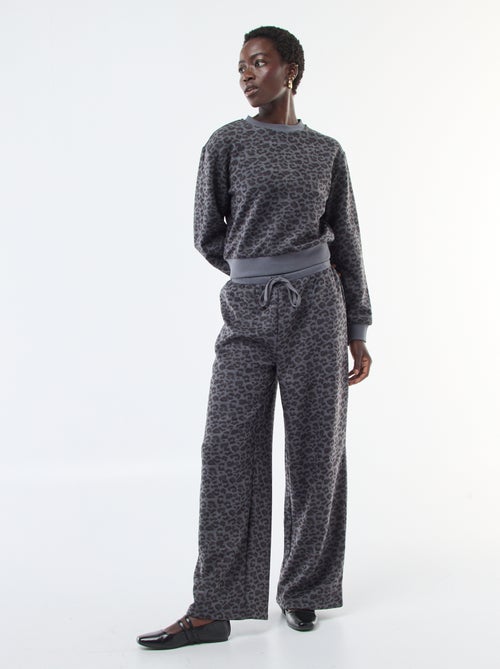 Calças largas felpudas com padrão de leopardo - Kiabi