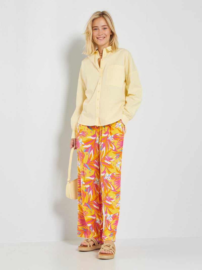 Calças largas fluidas AMARELO - Kiabi