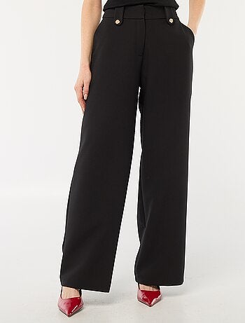 Calças largas lisas com fecho de correr e gancho