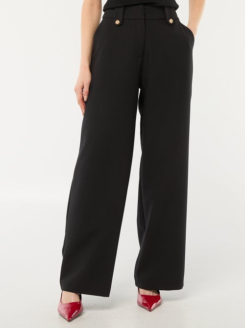 Calças largas lisas com fecho de correr e gancho - Kiabi