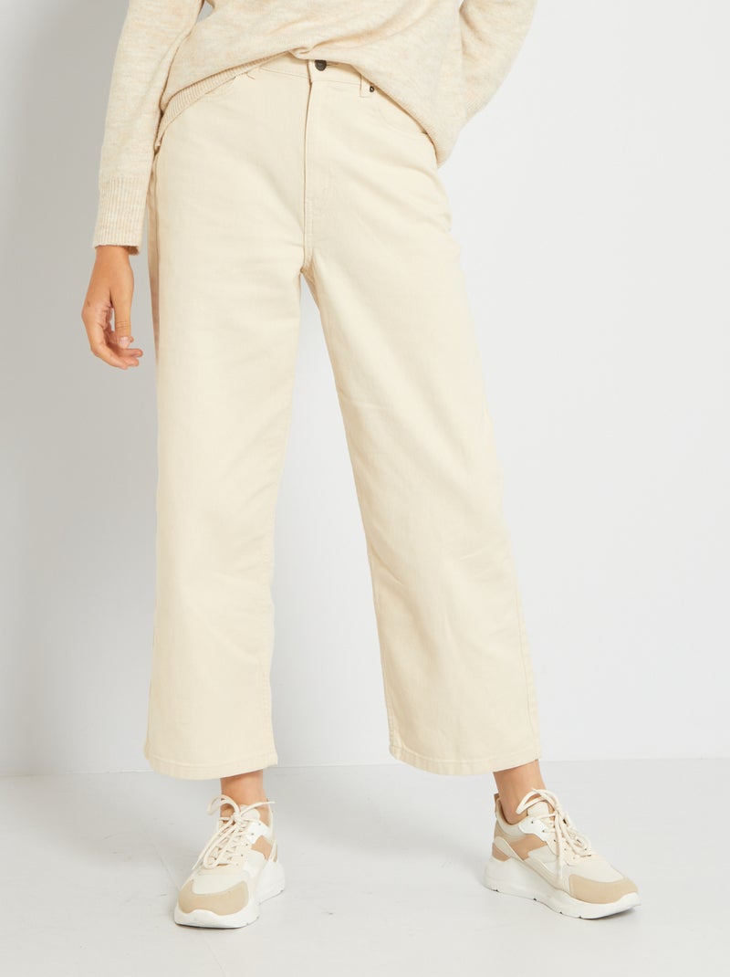 Calças largas tipo denim BRANCO - Kiabi