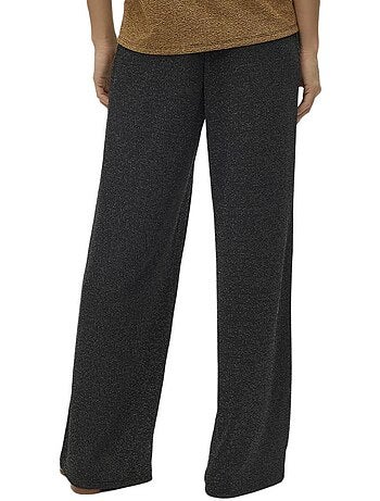 Calças Largas Vero Moda Kanva Glitter Pretas/Prateadas para Mulher