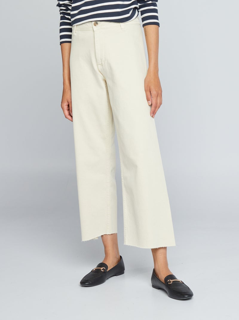 Calças largas wide leg cropped BEGE - Kiabi