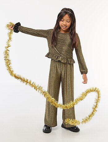 Calças largas wide leg fit em malha bisou