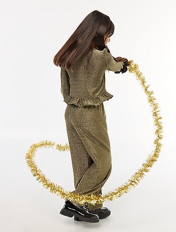 Calças largas wide leg fit em malha bisou