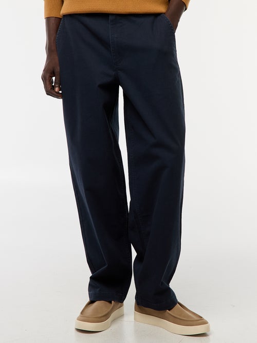 Calças largas / wide-leg lisas de sarja - Kiabi