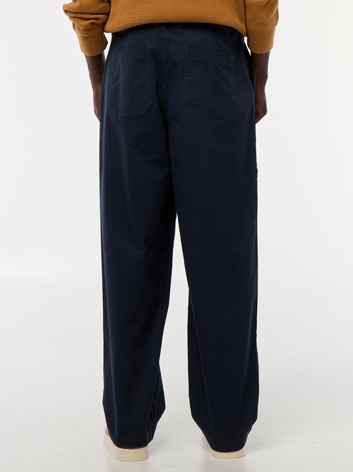 Calças largas / wide-leg lisas de sarja - Kiabi