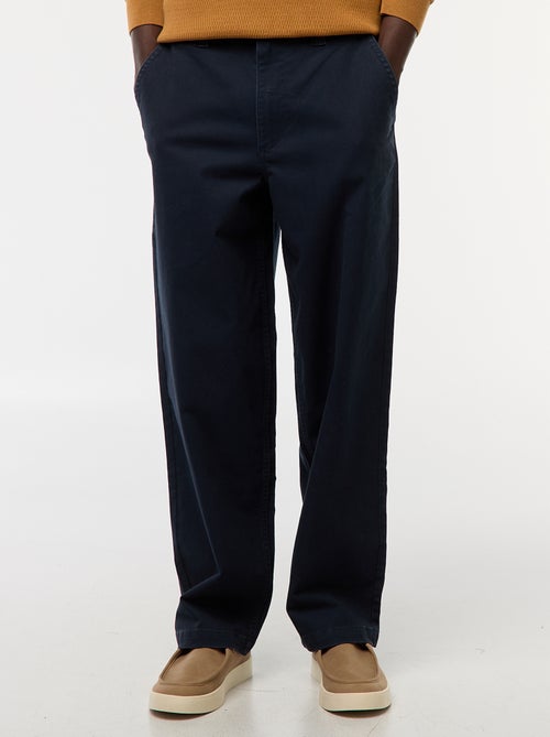 Calças largas / wide-leg lisas de sarja - Kiabi