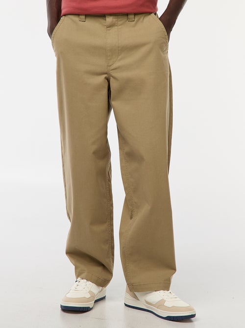 Calças largas / wide-leg lisas de sarja - Kiabi