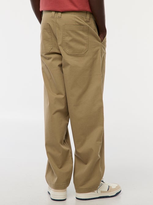 Calças largas / wide-leg lisas de sarja - Kiabi