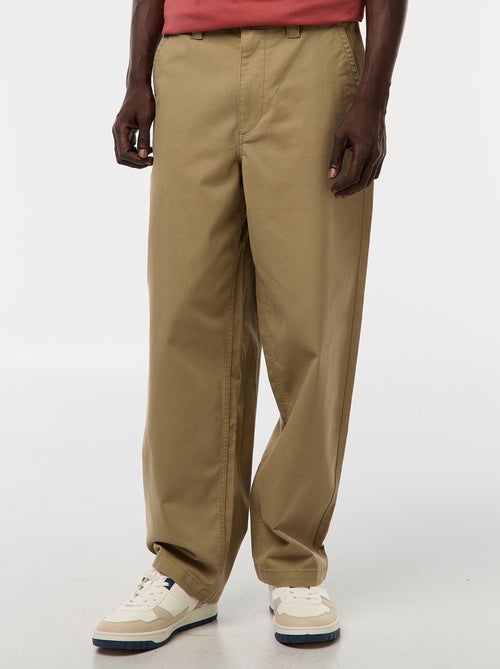 Calças largas / wide-leg lisas de sarja - Kiabi