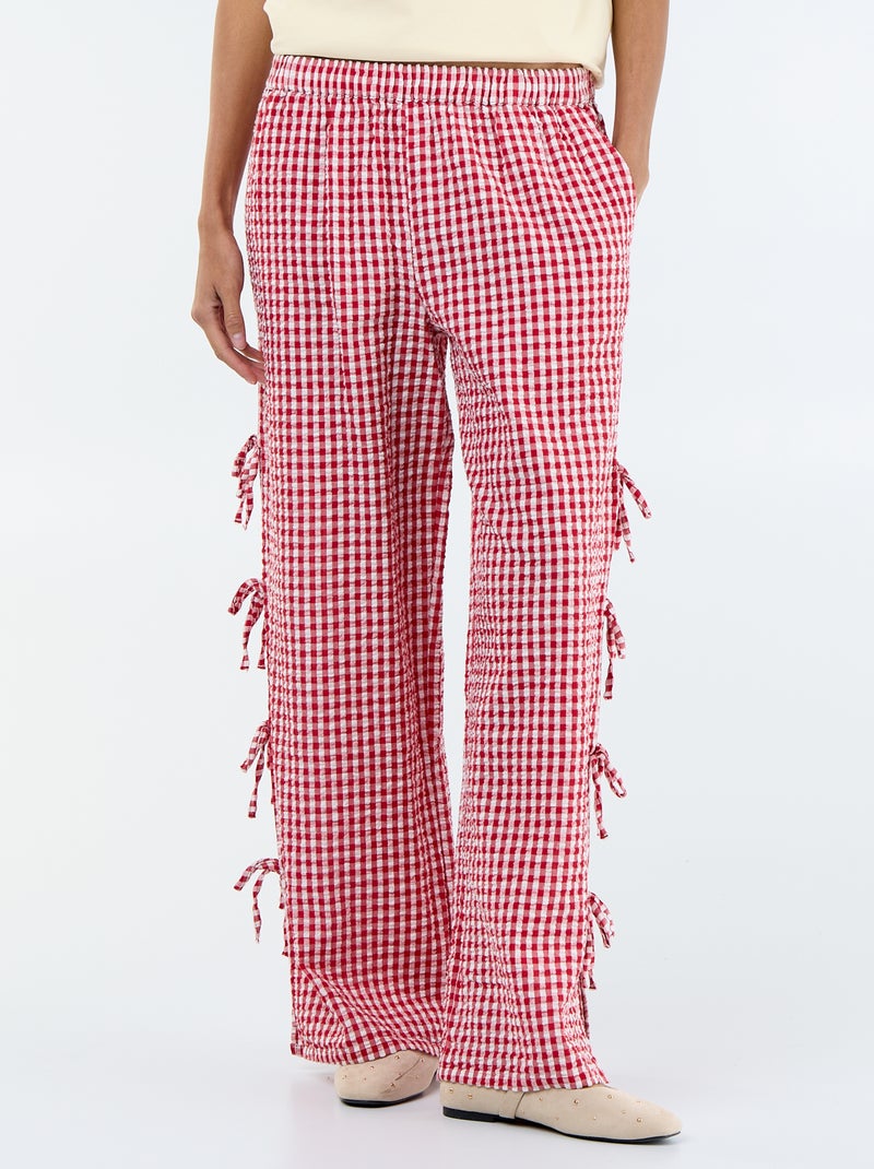 Calças largas xadrez vichy Vermelho - Kiabi