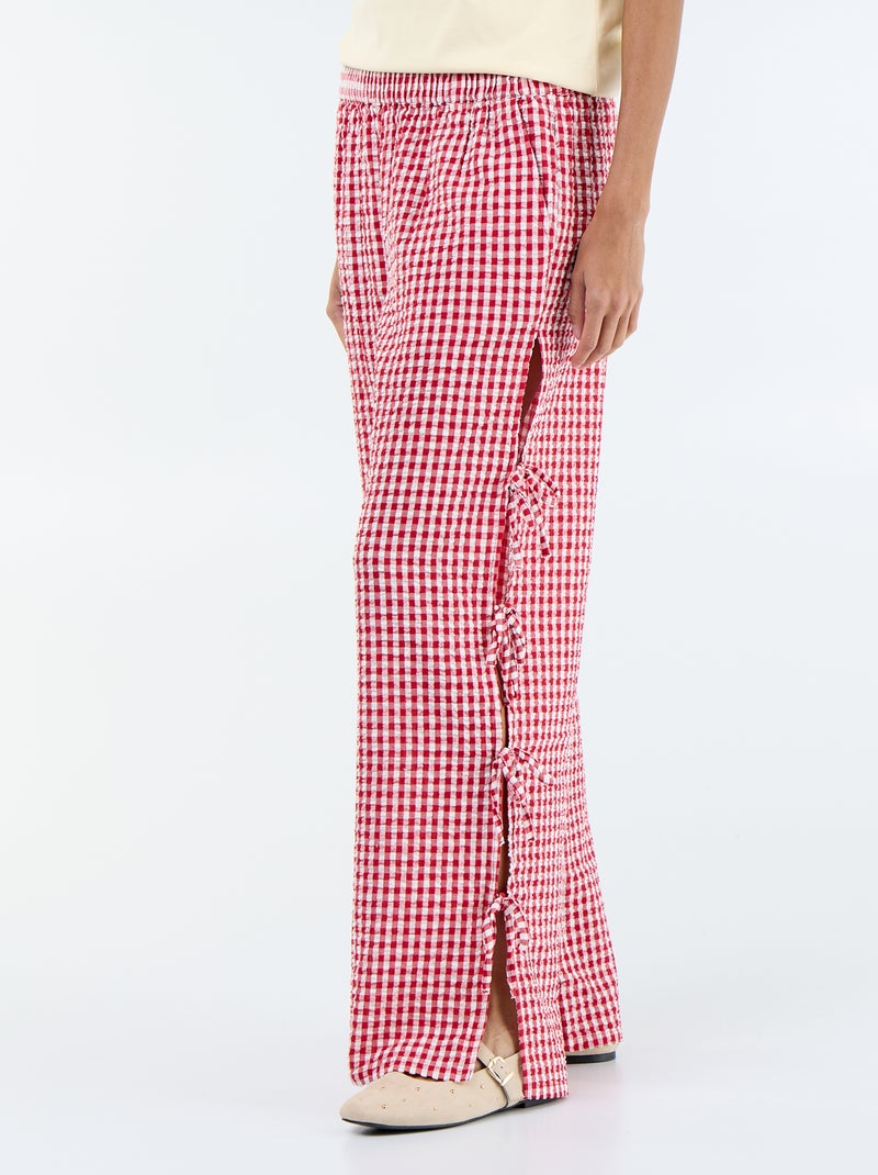 Calças largas xadrez vichy Vermelho - Kiabi