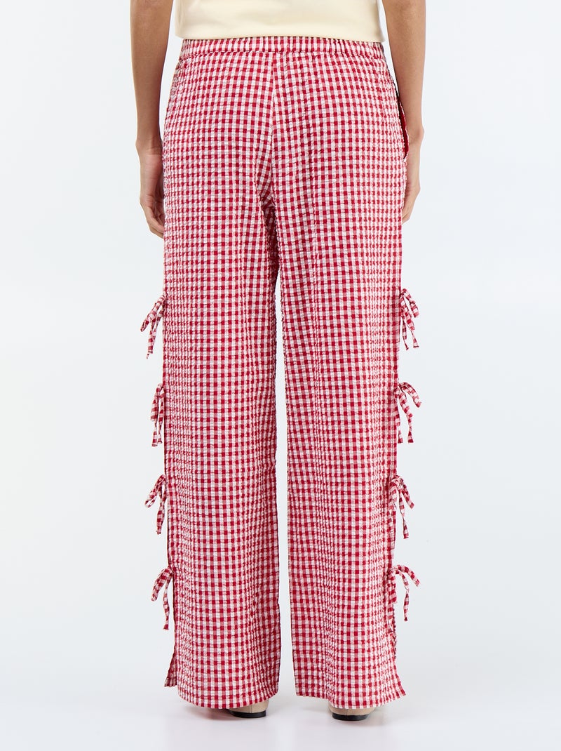 Calças largas xadrez vichy Vermelho - Kiabi