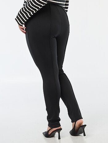 Calças legging lisas de cintura subida com botões dourados