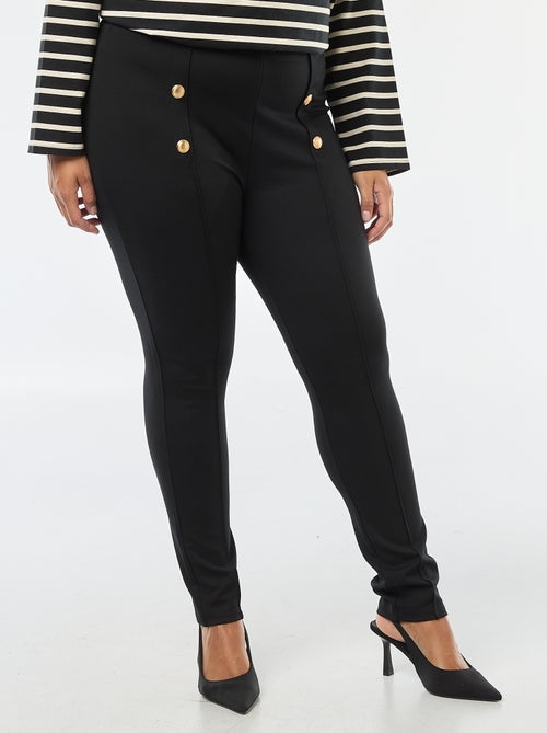 Calças legging lisas de cintura subida com botões dourados - Kiabi