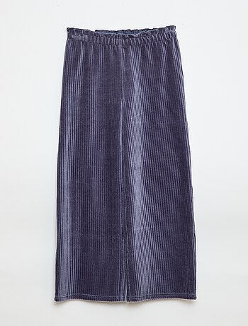 Calças legging wide leg em veludo cotelê