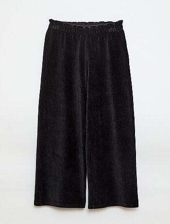 Calças legging wide leg em veludo cotelê