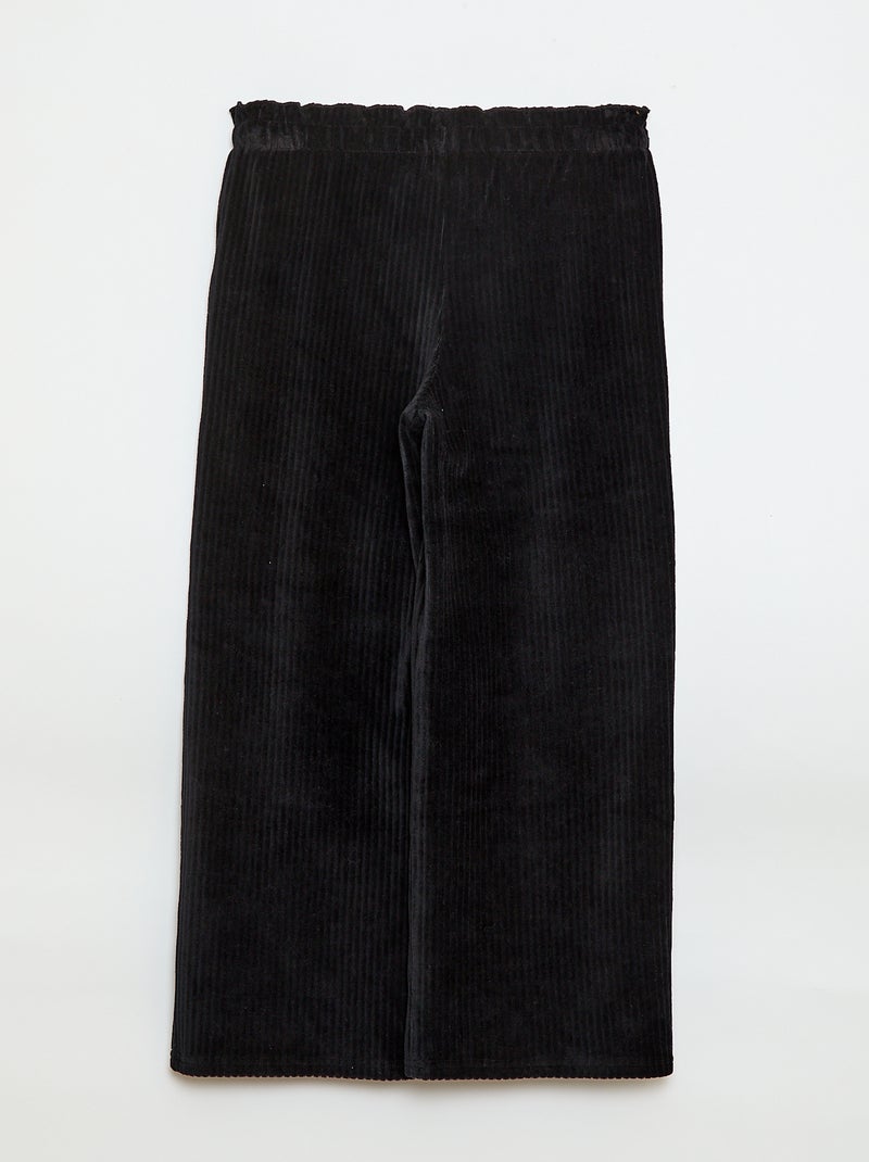 Calças legging wide leg em veludo cotelê Preto - Kiabi