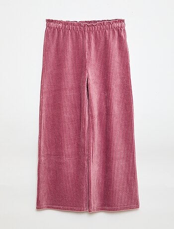 Calças legging wide leg em veludo cotelê