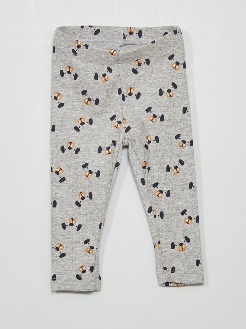 Calças leggings caneladas Cinza - Kiabi