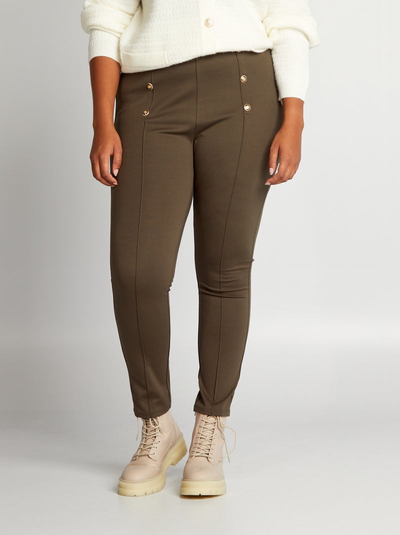 Calças leggings com cintura subida CAQUI - Kiabi