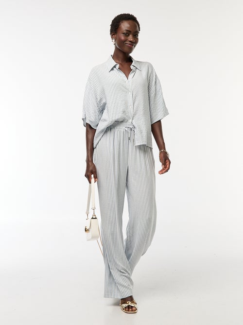 Calças Leves e às Riscas de Corte Largo - Kiabi