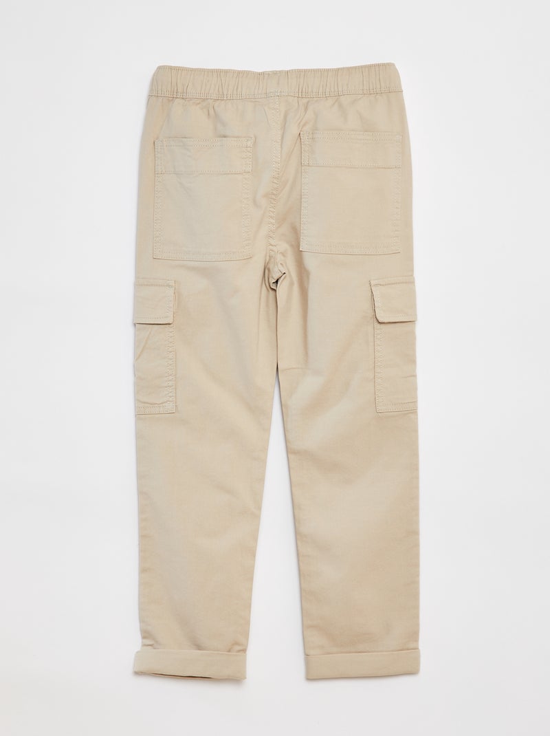 Calças lisas com vários bolsos BEGE - Kiabi