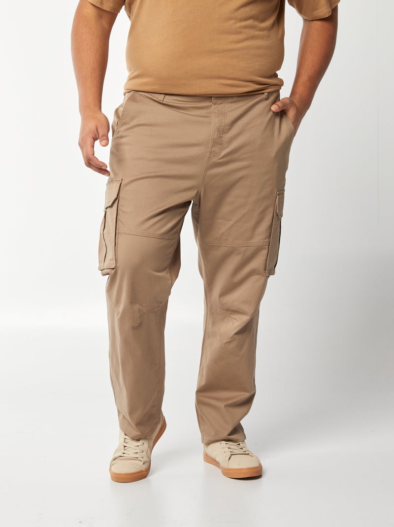 Calças lisas com vários bolsos CASTANHO - Kiabi